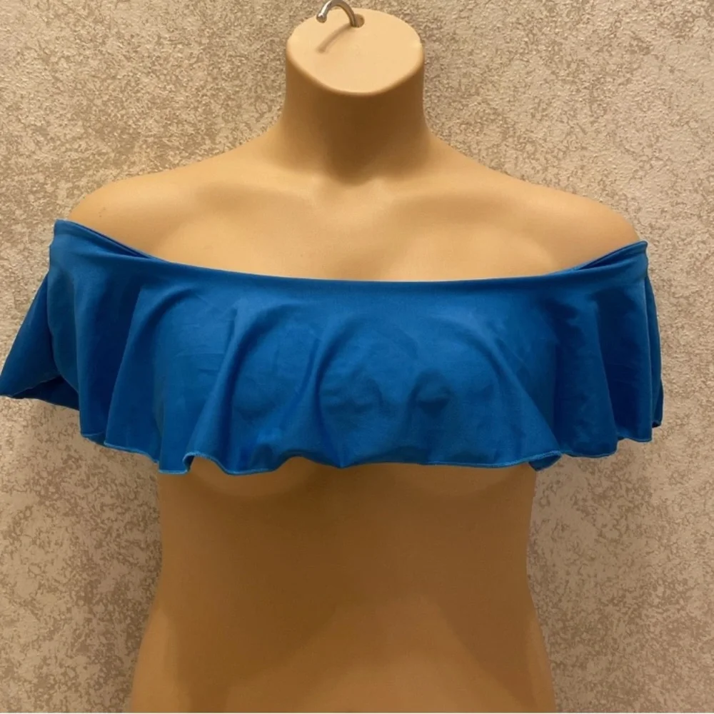 SHEIN Bold Blue Ruffle Bikini Top